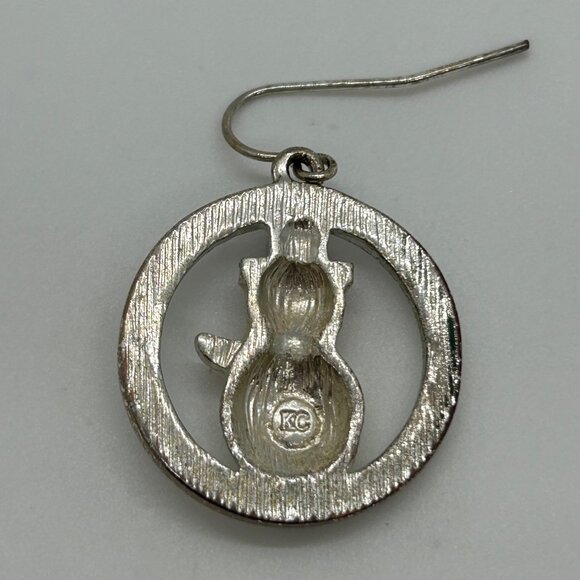 Vintage Kenneth Cole Snowman Earrings Pierced Silver-Tone Holiday Rhinestones - Picture 8 of 16